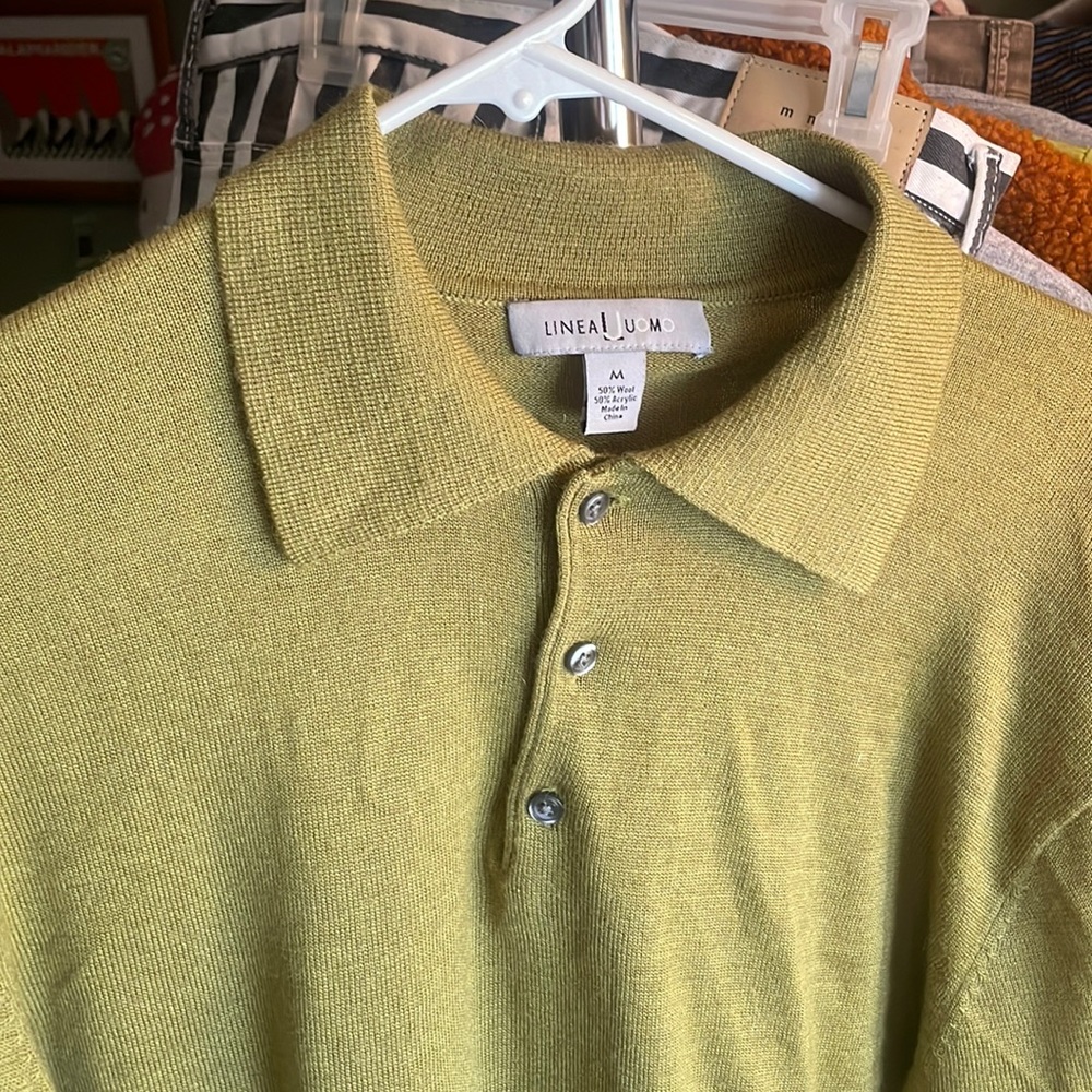 Vintage Linea Juomo Chartreuse Knit Polo 22x27